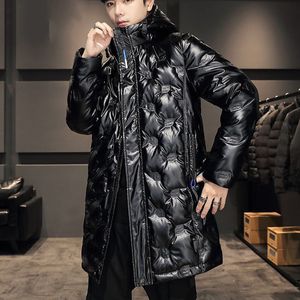 Parkas pour hommes à la longueur moyenne blanche Eiderdown chauffage de veste face contre terre vive masculine manteau à capuche d'hiver masculin 221208