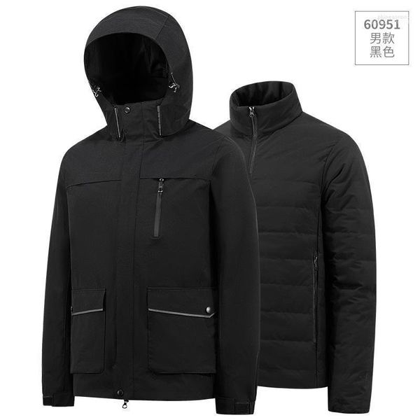 Hommes vers le bas Parkas hommes manteaux 2022 veste d'hiver mode 2 en 1 vêtements d'extérieur épaissir chaud Parka Patchwork imperméable capuche femmes Phin22