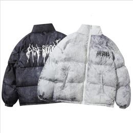Parkas pour hommes hommes Hip Hop surdimensionné rembourré Bomber veste manteau Streetwear Graffiti Parka coton Harajuku hiver vêtements d'extérieur 231017
