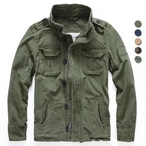 Men's Down Parkas Hommes Veste Militaire M65 Denim Rétro Cargo Jacketes Extérieur Multi Poches Camo Tops Field Casual Mode Randonnée Manteaux Uniforme 231219