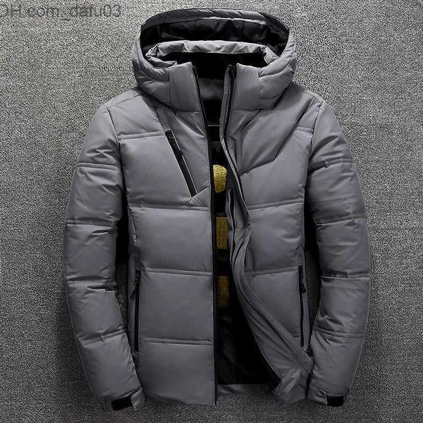 Parkas en duvet pour hommes Parkas en duvet pour hommes hiver chaud hommes veste manteau décontracté automne col montant bouffant chapeau épais blanc canard Parka mâle Z230731