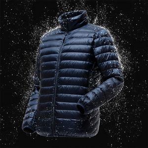 Heren Down Parkas Men's Lichtgewicht waterbestendige verpakkbare puffer jas aankomsten herfst winter mannelijke mode stand kraag naar beneden lagen 220928