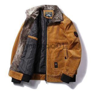 Heren down parkas heren warme winter corduroy jassen en jassen mannelijke thermische windbreaker bont kraag casual jas bovenkleding kleding plus maat 6xl j231024