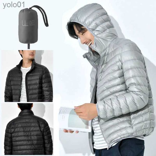 Parkas pour hommes Doudoune d'hiver mince pour hommes à la mode chaud pliable imperméable coupe-vent respirant vêtements d'extérieur grande taille hommes veste à capuche L231115