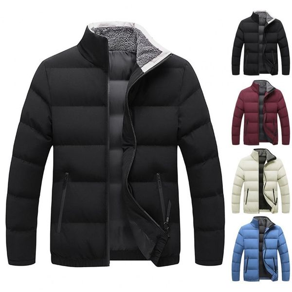 Parkas pour hommes Hommes Ultra Parkas Veste Anti-rides Manteau Polyester Chaud Coupe-vent Solide Fermeture Éclair Veste d'extérieur pour hommes pour l'hiver grande taille 220909