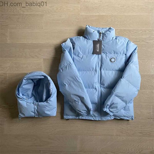 Men's Down Parkas Hommes Sweat à capuche d'hiver Trspstar London Doudoune à capuche détachable Bleu Glace Top Qualité Polaire Activewear Femmes Hiver Vêtements Chauds T230905