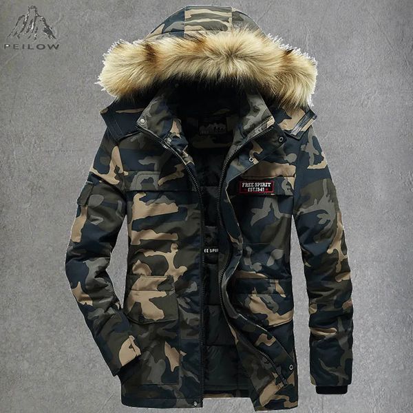 Parkas de plumón para hombre, chaqueta de esquí al aire libre para hombre, Parkas de camuflaje cálidas para nieve, abrigo para hombre, prendas de vestir informales con capucha, Parkas de lana gruesas impermeables para hombre 230927