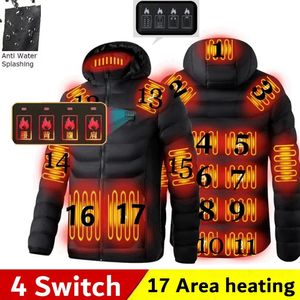 Parkas pour hommes Hommes hiver chaud USB 17 zones vestes chauffantes Thermostat intelligent couleur pure à capuche vêtements chauffants imperméables vestes chaudes 231124