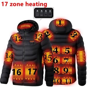 Parkas pour hommes Hommes Hiver Chaud USB 17 Zone Vestes de chauffage Thermostat intelligent Couleur pure à capuche Vêtements chauffants imperméables 221124