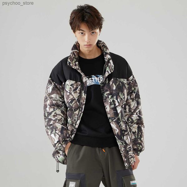 Parkas pour hommes Metersbonwe doudoune de couleur camouflage pour hommes polaire épaisse longue à capuche doudoune en vrac 80% duvet de canard épais vêtements chauds d'hiver Q230831