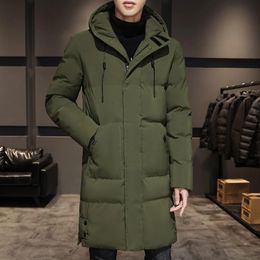 Heren donsparka's middenlange pufferjas heren herfst winter parka jassen met capuchon katoen pdded warme overjassen streetwear slim fit 231018