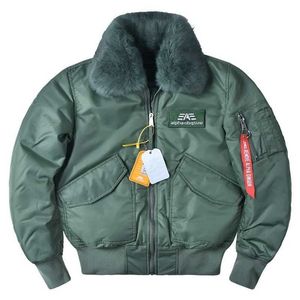 Heren donsparka's Nieuwe Alpha Martin Winter 45P Katoen gewatteerde jas Vlucht Bomberjack Mannen Casual bontkraag Losse honkbal Militaire tactische jas J231116