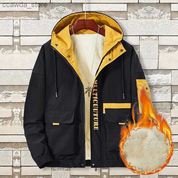 Parkas de plumón para hombres Nueva ropa para hombres talla grande 8XL chaqueta de lana bomber Brother con capucha para jóvenes hombres delgados chaqueta de abolladura abrigos de moda streetwear Q240118