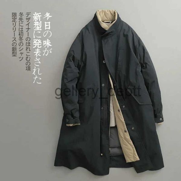 Parkas pour hommes Nouveau hiver japonais rétro longue veste armée vert manteau grande taille veste hommes longue Parka manteau automne bouffant pardessus veste hommes J231010