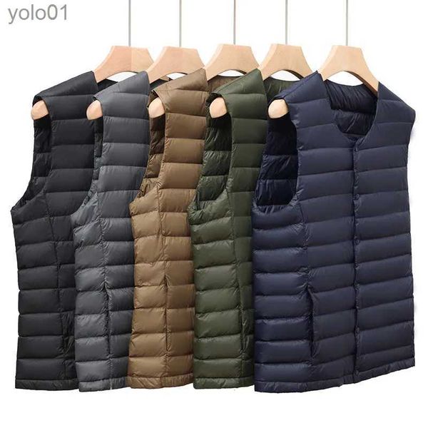 Parkas pour hommes NewBang 7XL grande taille 90 blanc vers le bas gilet hommes Ultra léger vers le bas gilet Portable col en v sans manches manteau homme hiver doublure chaude L231115