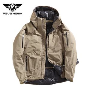 Parkas de plumón para hombre, chaqueta de algodón impermeable para escalada al aire libre, abrigo grueso a prueba de viento con capucha cálida para senderismo, chaquetas de caza para acampar para hombre 231123