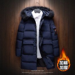 Heren down parkas parka jas heren winter jas met bont kraagkap lang jas mode kleding Koreaanse mode overjas heren streetwear 3xl 221208