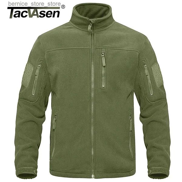 Parkas pour hommes TACVASEN veste polaire verte tactique à fermeture éclair complète manteaux de travail chauds thermiques poches pour hommes veste Safari vêtements de randonnée coupe-vent Q231205