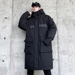 Donsparka's voor heren Techwear katoenen jas Oversized middellange werkkleding Kleding voor koud weer 2023 Winterzakken Dikke capuchon 231026