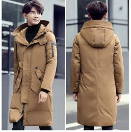 Parkas pour hommes épais longs vestes manteau mâle couleur unie pardessus vêtements d'extérieur hommes hiver chaud à capuche M 3XL 221207