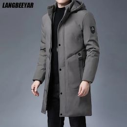 Parkas pour hommes Top qualité hiver épaissir marque designer décontracté mode veste de survêtement hommes longline coupe-vent manteaux vêtements peurg 231017