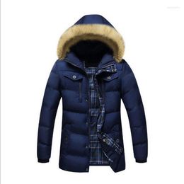 Heren down parkas vxo heren winter jas warme jassen bont kraag lange overjassen dikke casual capuchon mannelijke jassen kare22