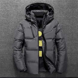 Parkas pour hommes veste de canard blanc hommes hiver chaud couleur unie manteaux à capuche épais Parka hommes vestes manteau d'extérieur 220924