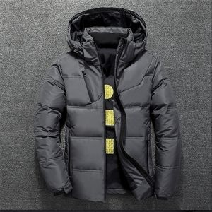 Hommes vers le bas Parkas blanc canard veste hommes hiver chaud couleur unie à capuche manteaux épais Parka hommes vestes extérieur manteau 220922