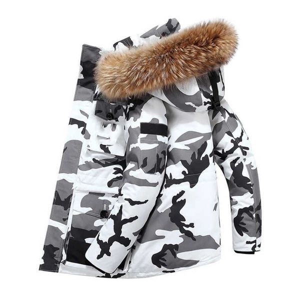 Hommes Down Parkas Hiver -30 Degrés Manteaux Veste Hommes 90% Canard Blanc Grand Col De Fourrure Chaud Épaissir Neige Outcoat Mâle Camouflage G220930