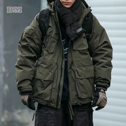 Parkas pour hommes hiver américain de haute qualité en plein air Cargo à capuche veste hommes vêtements Harajuku décontracté coupe-vent randonnée costume coréen manteau 231012