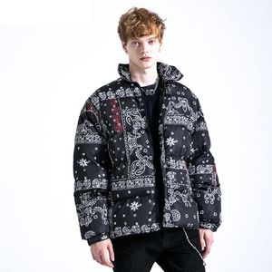 Heren Down Parkas Winter Bandana Print Baggy Jacket Men Cotton Peded Dikke Hip Hop Brand Coat For Boys Oversize Male Trendy Clothing 221201