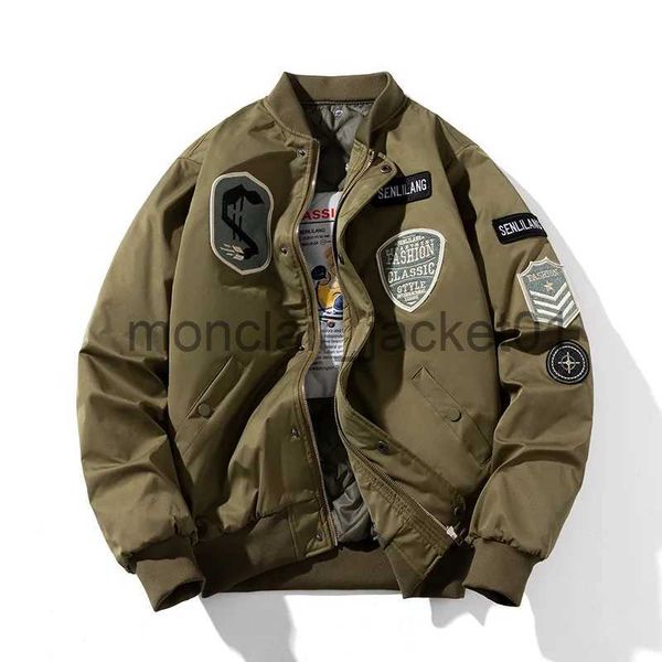 Parkas pour hommes hiver Bomber veste hommes militaire rétro Badge pilote veste américaine Vintage moto manteau Parkas à capuche mâle kaki Armygreen J231012