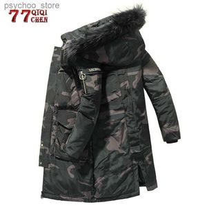 Heren donsparka's Winter camouflage donsjack heren -30 graden dikke warme lange parka's Bontkraag Windjack 90% witte eend donsjassen Q230831