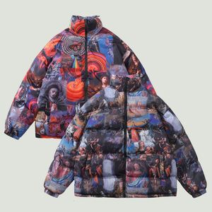 Parkas en duvet pour hommes hiver Parkas chauds double face hommes Harajuku Portrait imprimé Hip Hop Streetwear gothique épais chaud surdimensionné manteaux rembourrés unisexe 221208