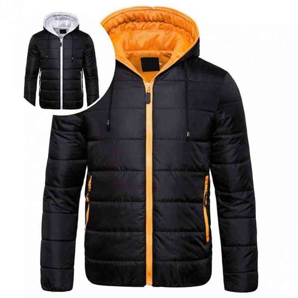 Parkas d'hiver pour hommes manteau en duvet couleurs contrastées chapeau Extra chaud couleur unie à manches longues veste Extra chaude pour hommes manteau en duvet pour hommes pour l'école Y22