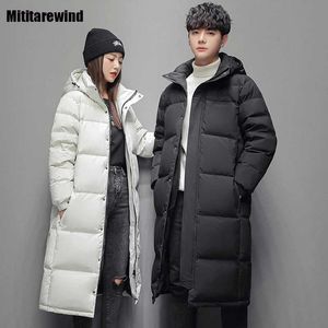Heren Down Parkas Winter Down Coat Outdoor Couple Long Down Jackets Dikke Black afneembare afneembare down Jacked Jacket Unisex Fashion Casual Snow Coat J231219