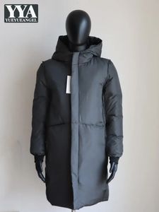 Parkas de plumón para hombre con capucha de invierno para hombre Slim Fit Color sólido cremallera a prueba de viento chaqueta larga cálida ropa de calle abrigo informal para hombre 231017