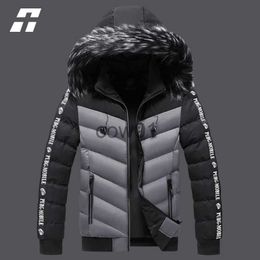 Parkas pour hommes Veste d'hiver Hommes 2022 Col de fourrure à capuche épais chaud coton vêtements d'extérieur homme patchwork Parka et manteaux coupe-vent Parkas mâle M-5XL J231102