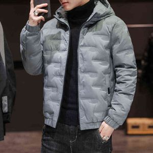 Parkas pour hommes Veste d'hiver pour hommes version coréenne de la tendance des hommes 2021 nouvelle veste en coton épais et chaud veste en coton à capuche pour les jeunes hommes Y22