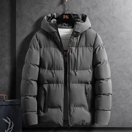 Parkas de plumón para hombre, chaqueta de invierno, abrigo grueso y cálido para hombre, Parka informal de Color sólido con cuello levantado 231023