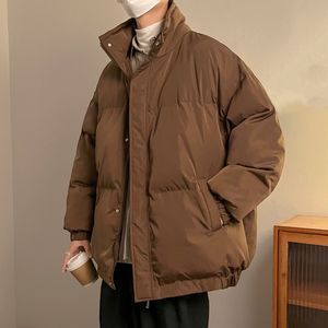 Heren Down Parkas Winter Jacket Men Warm Fashion Bruin Zwart Jacket Men Streetwear Jurk Koreaanse losse dikke korte jas Parker Kleding 221205