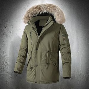 Heren donsparka's Winterjassen voor heren met bontafwerking Kap Modekleding Dikker Warm Buiten Verstelbare taille Touw 231102