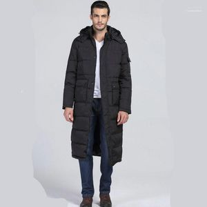 Parkas de plumón para hombre Invierno Grande Algodón largo acolchado sobre la rodilla Chaqueta gruesa Cálida desmontable con capucha Casual Abrigo suelto 1 Kare22