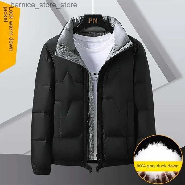 Parkas pour hommes Hiver doudoune courte pour hommes et femmes revers de haute qualité manteau chaud léger mode doudoune décontractée duvet d'oie pour hommes Q231206