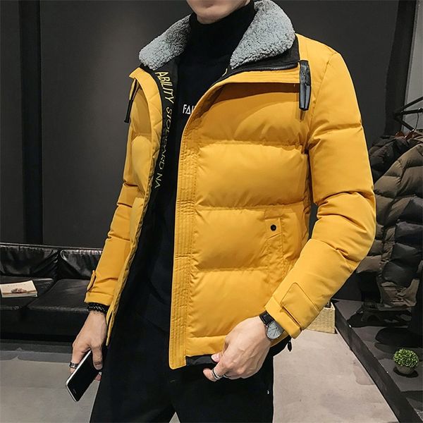 Hommes vers le bas Parkas hiver hommes mode coréen laine col jeune chaud court pain manteau coton rembourré veste garçon étudiant 220909