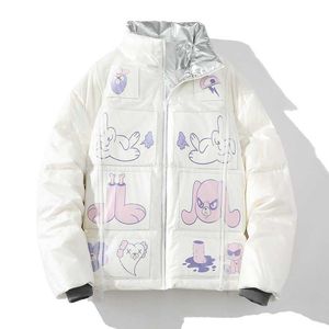 Heren donsparka's Winter nieuwe mode jas Wasloos dik opstaande kraag Cartoon ontwerp Emotionele liefhebbers Waterdicht Hoge kwaliteit jas Designer stijl 4oea