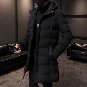 Parka d'hiver en duvet pour hommes, veste mi-longue avec capuche en coton épais et chaud, vêtements à la mode 231027
