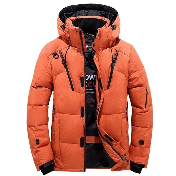 Hommes Down Parkas Hiver Neige Veste Hommes Casual Épais Chaud À Capuche Manteaux Multi-poches Blanc Canard Coupe-Vent Vestes Pardessus 221129