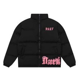 Männer Daunen Parkas Winter Stehkragen Jacke Männer Y2k Warme Dicke Outwear Frauen Hiphop Brief Drucken Blase Kalt beweis mantel 231005