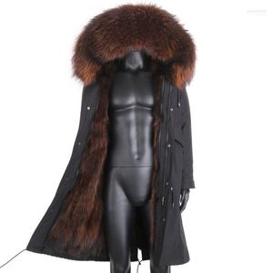 Parkas de plumón para hombre, chaqueta elegante de invierno, abrigo largo ruso para hombre, forro de piel auténtica 7XL, cuello de mapache Natural con capucha, ropa de calle gruesa y cálida, 1 Kare